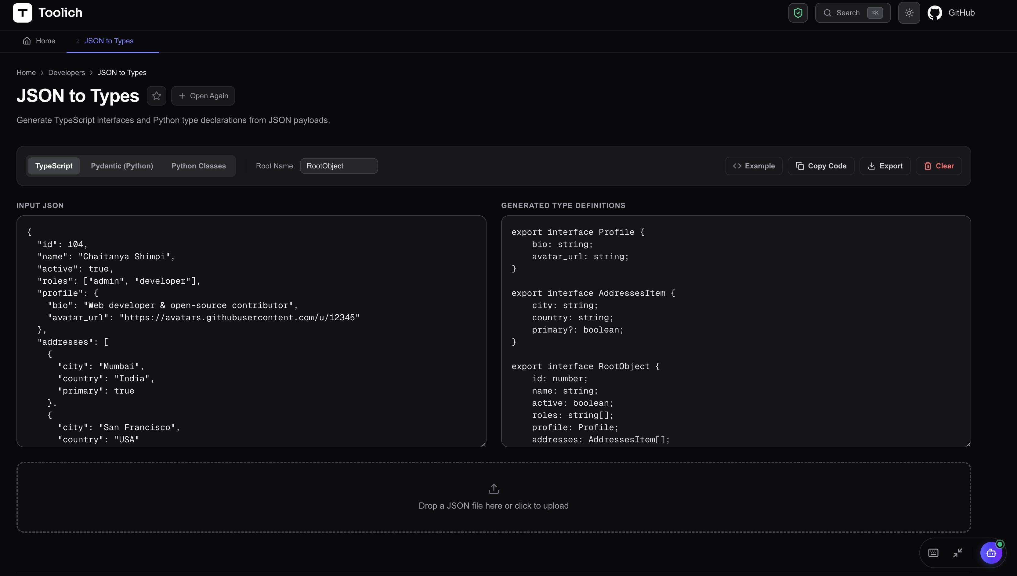 JSON to TypeScript Interface Generator — Generate Type-Safe Interfaces Instantly